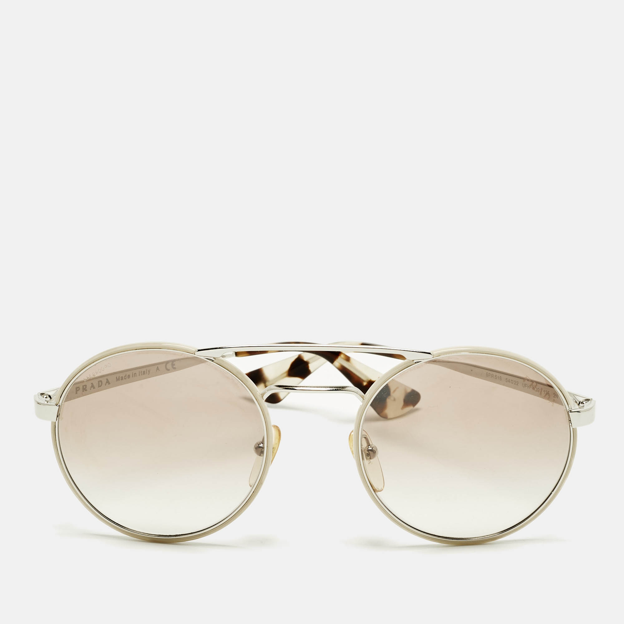 

Prada Beige/Silver Tone Gradient SPR51S Round Sunglasses