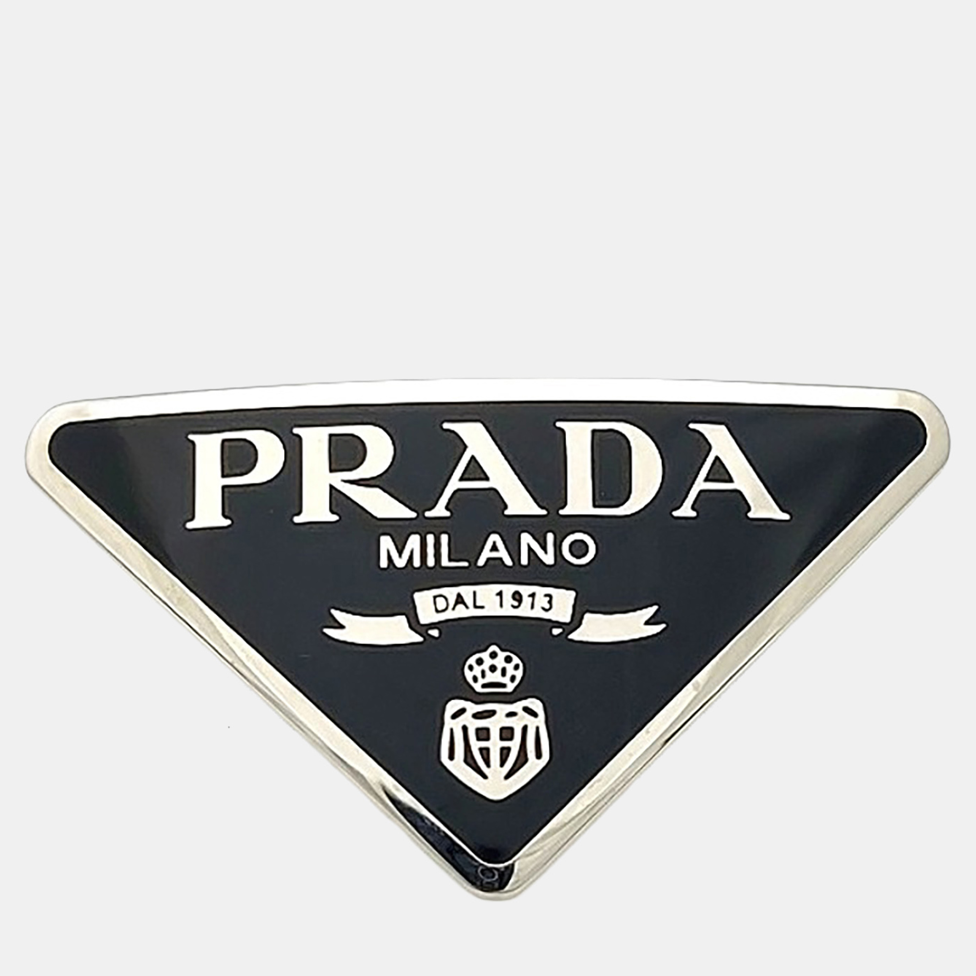 

Prada Black Silver Triangle Logo Hairpin