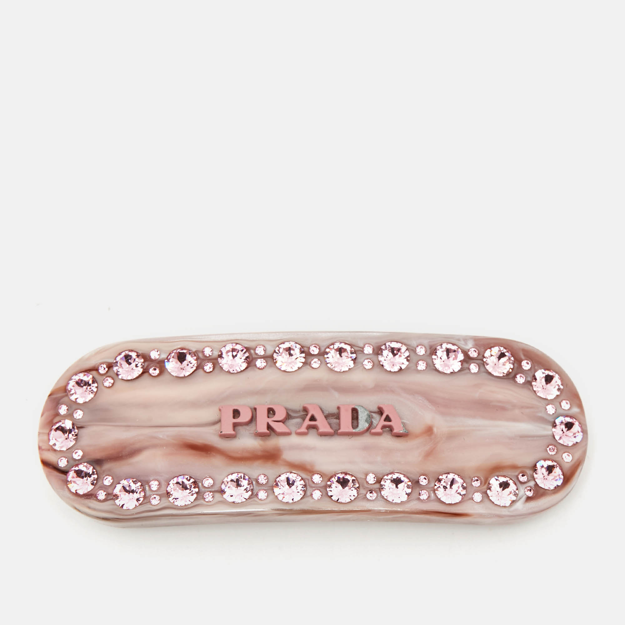 

Prada Plex Marbled Resin Crystals Enamel Gold Tone Hair Clip