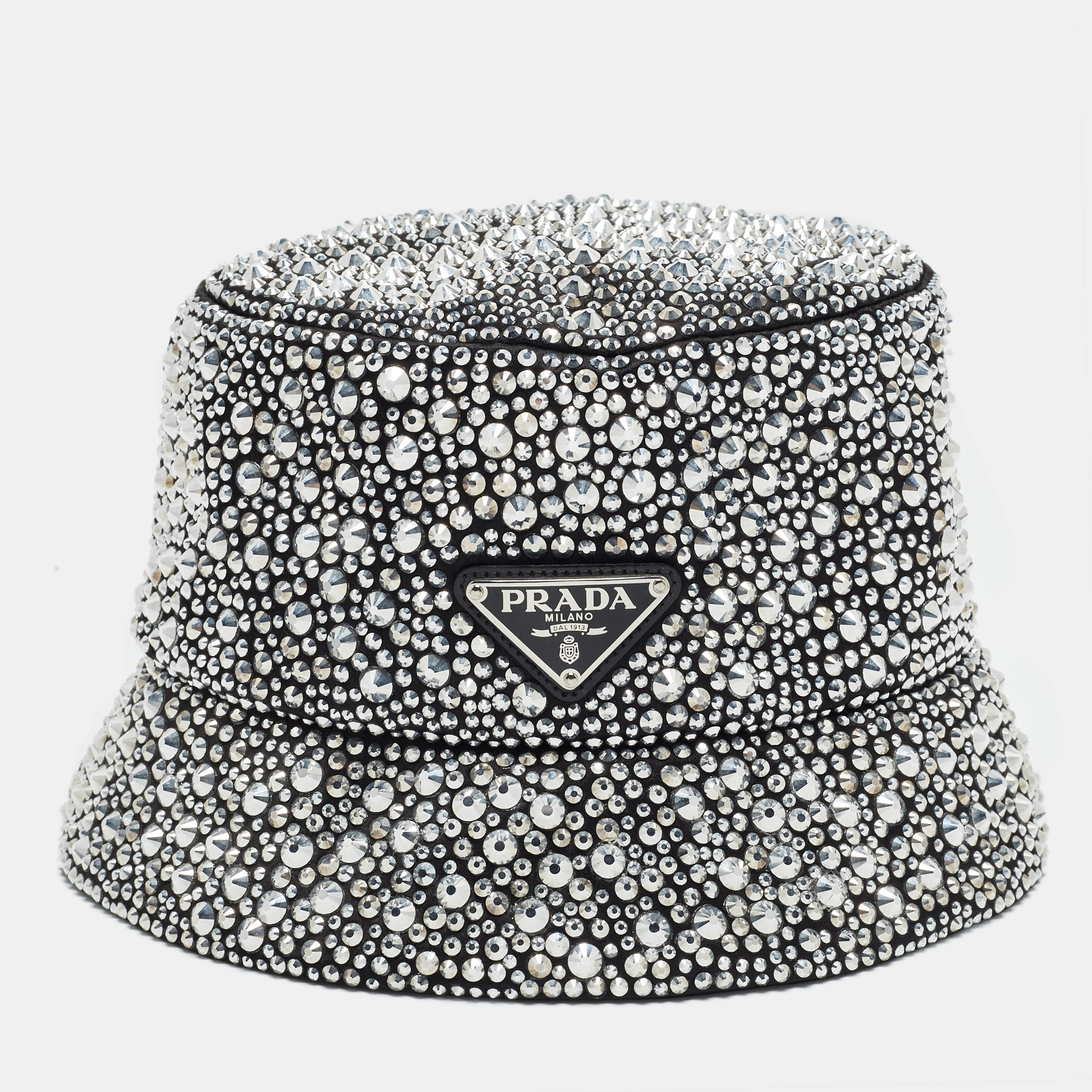 

Prada Black Crystal-Embellished Silk Bucket Hat