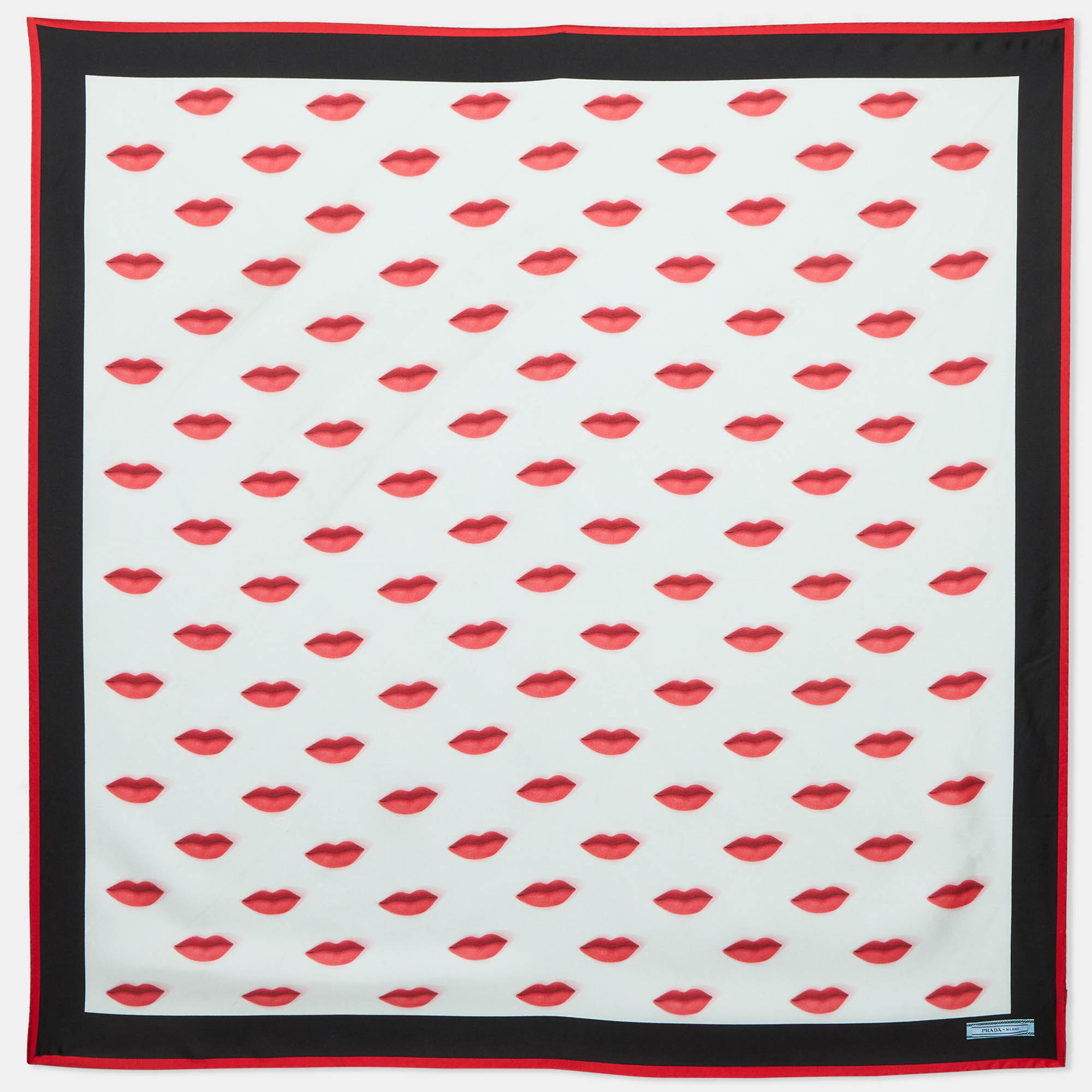 

Prada Tri Color Lips Printed Silk Square Scarf, Multicolor