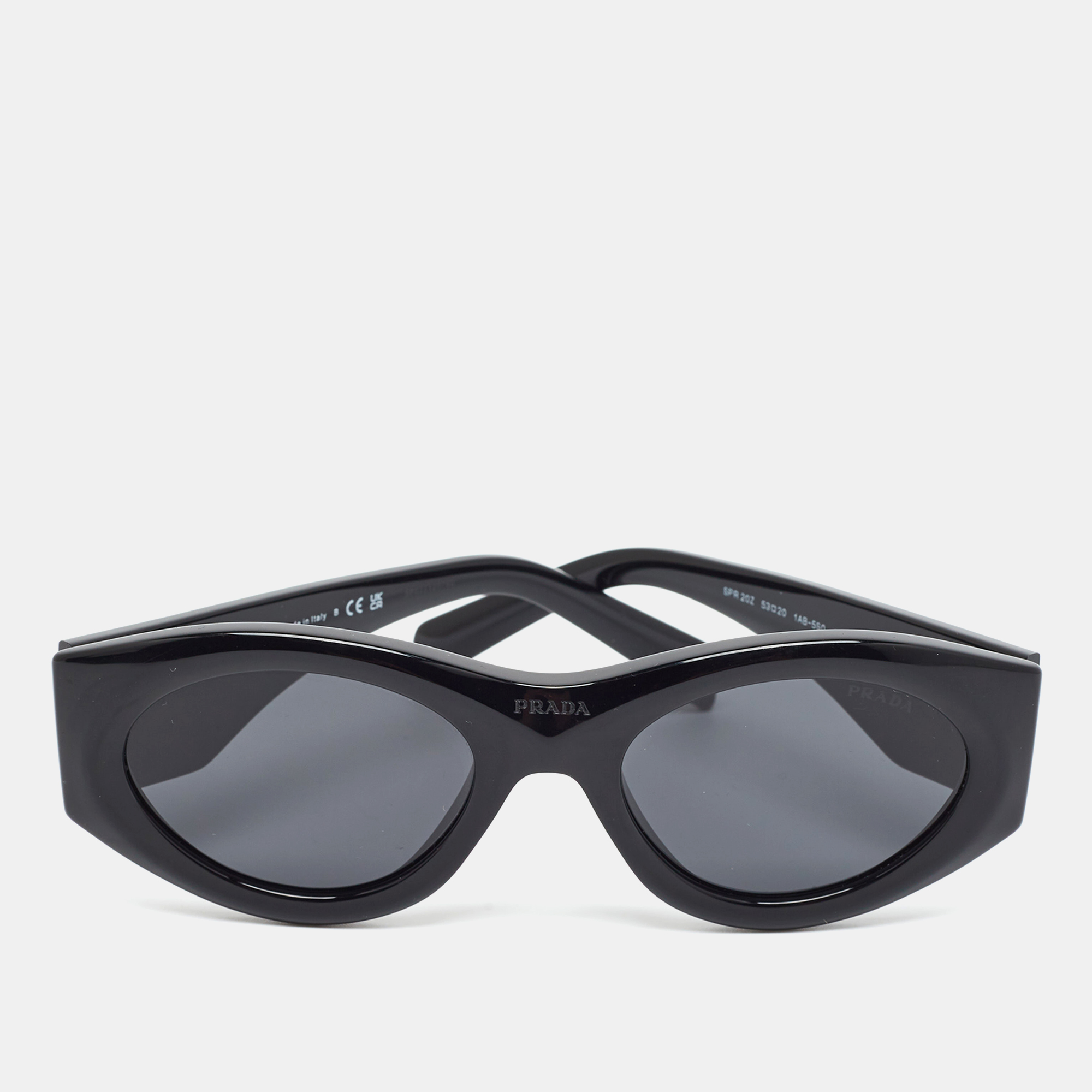 

Prada Black SPR 20Z Symbole Frame Oval Sunglasses