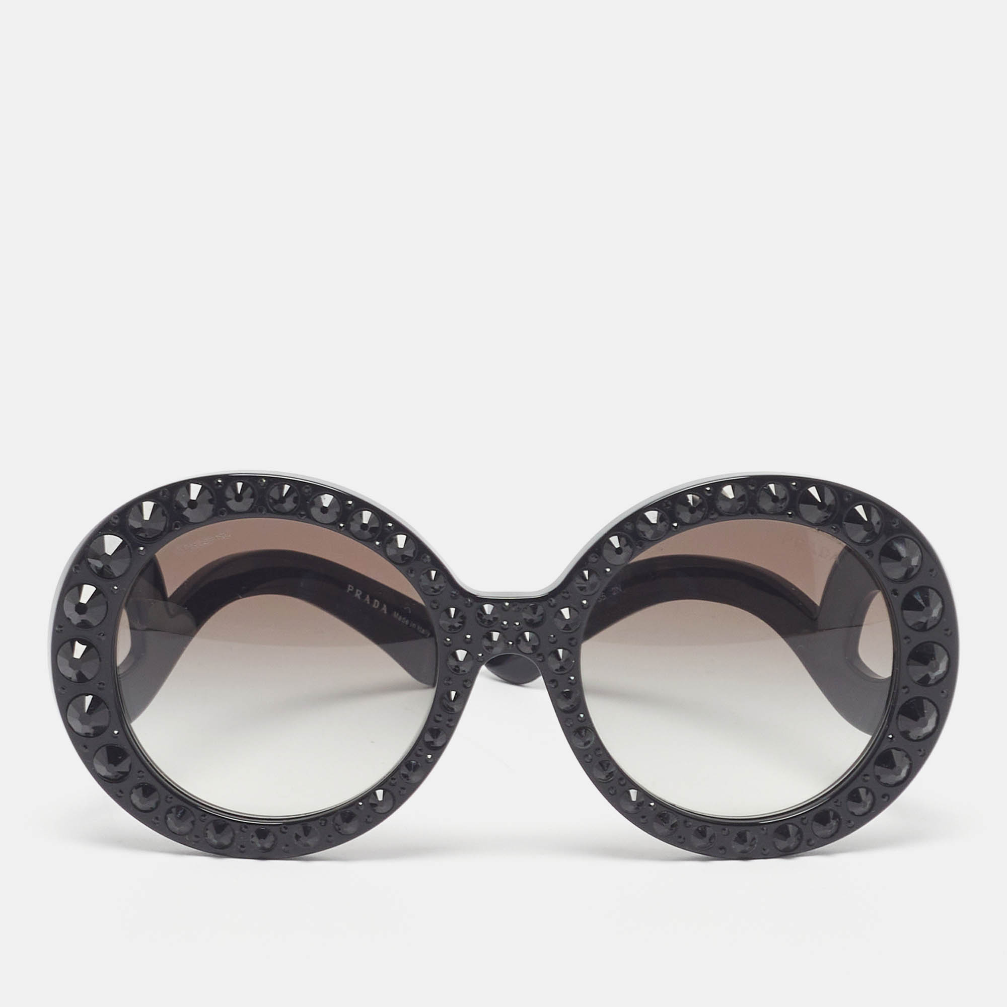 

Prada Black Gradient SPR 31P Baroque Embellished Round Sunglasses