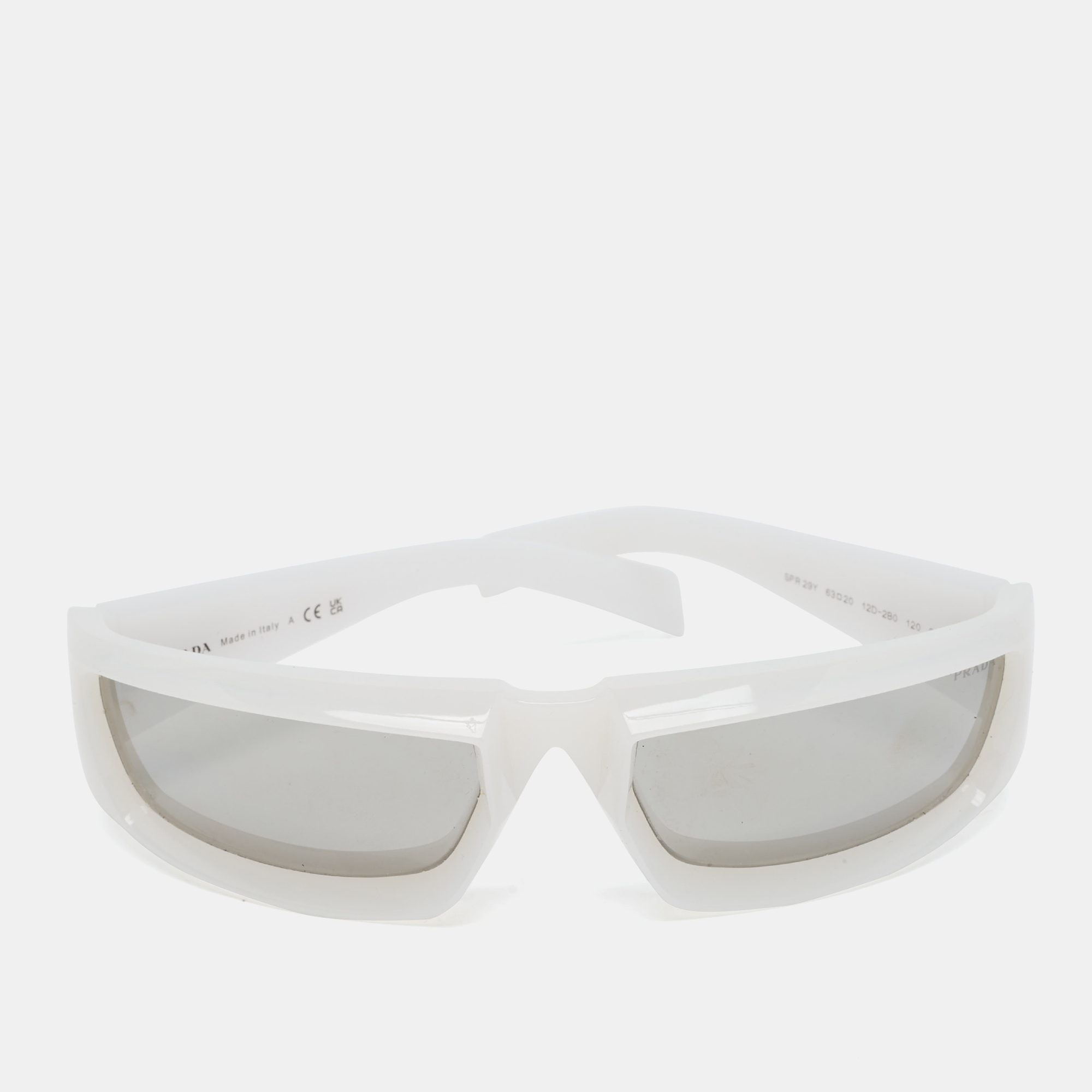 

Prada White/Gey SPR29Y Chunky Rectangle Sunglasses, Grey