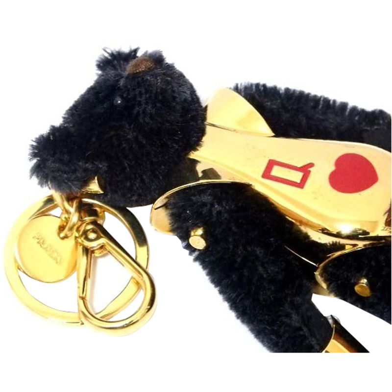 

Prada Bear Gold Tone Bag Charm and Key Holder, Black