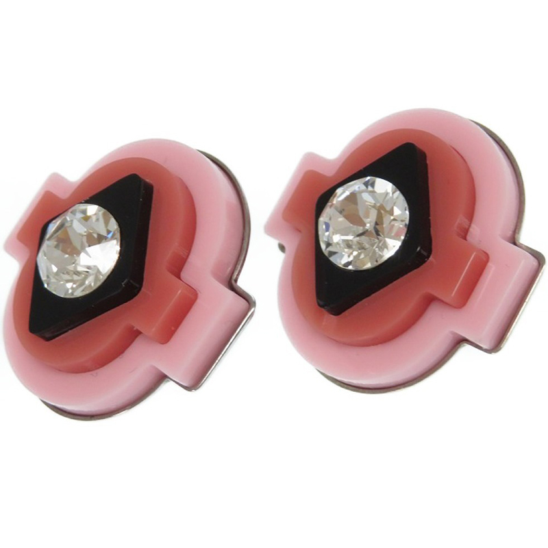 

Prada Rhinestone PVC Silver Tone Stud Earrings, Multicolor