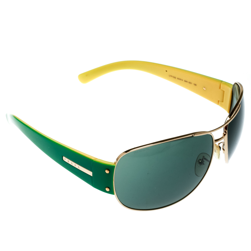 Prada Gold/Green SPR52G Aviator Sunglasses