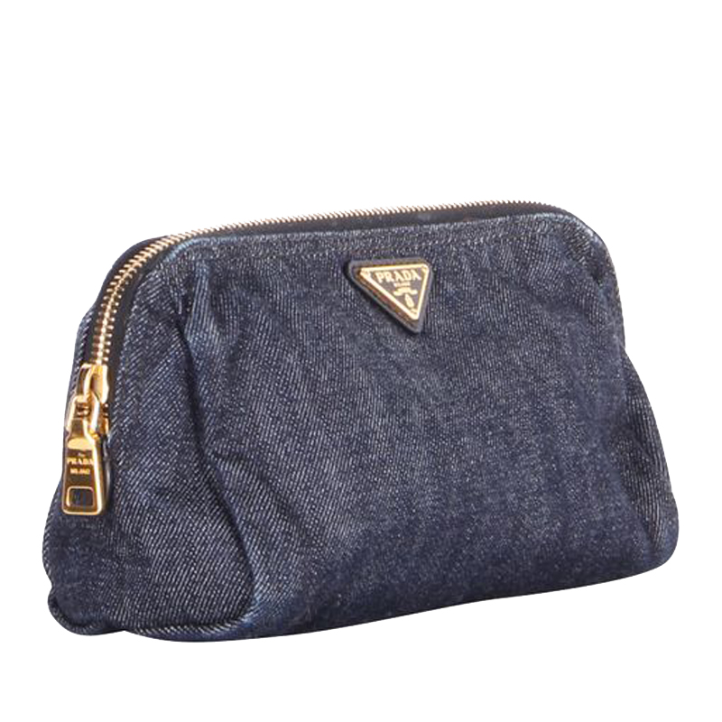 Prada Blue Denim Pouch
