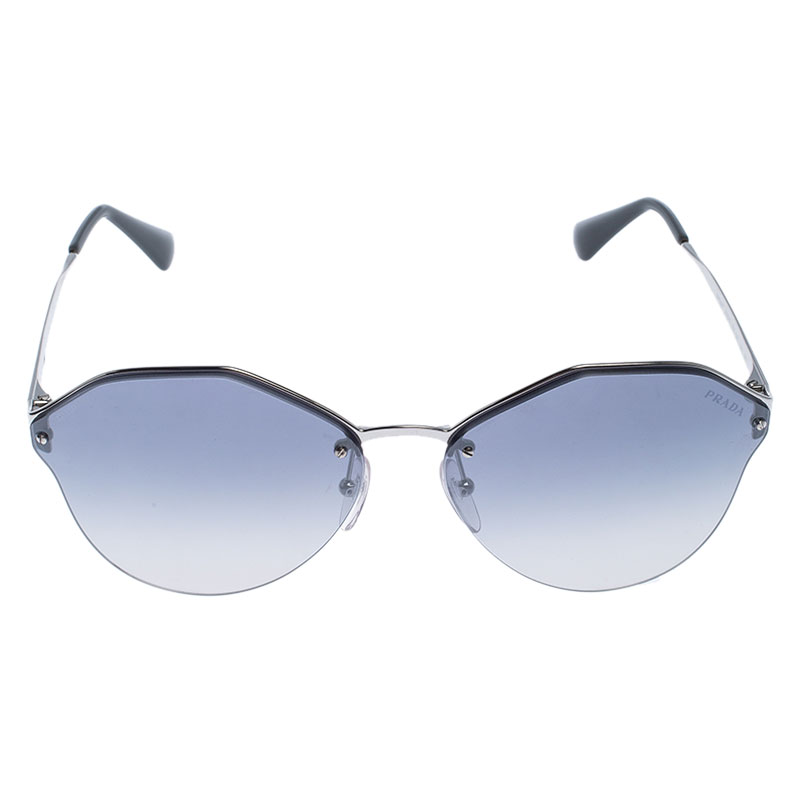 

Prada Silver/Blue Gradient Sunglasses SPR64T Aviator Sunglasses