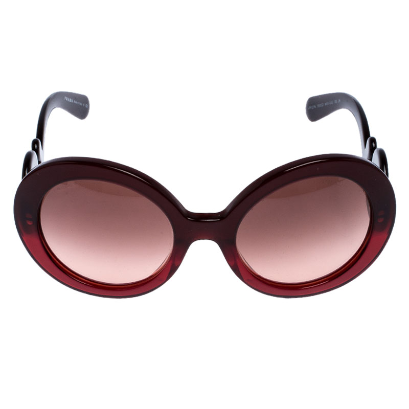 

Prada Burgundy/ Brown Gradient SPR 27N Baroque Round Sunglasses