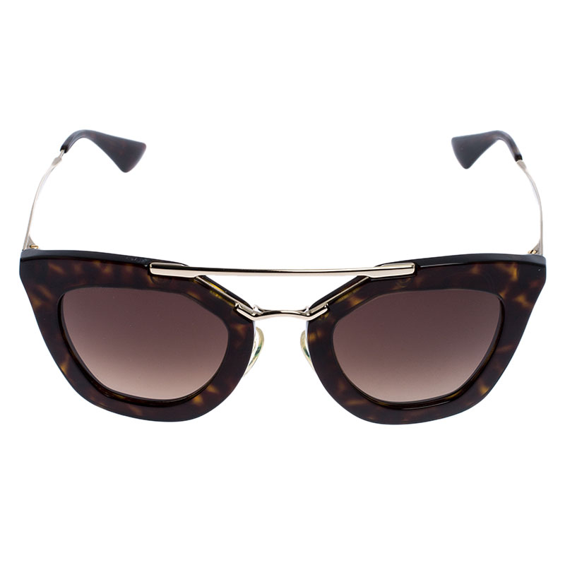 

Prada Dark Brown Tortoise SPR 09Q Cateye Sunglasses