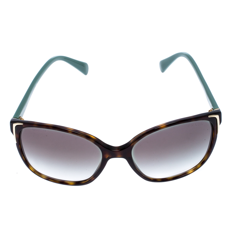 

Prada Brown Tortoise/Green SPR 01O Square Sunglasses