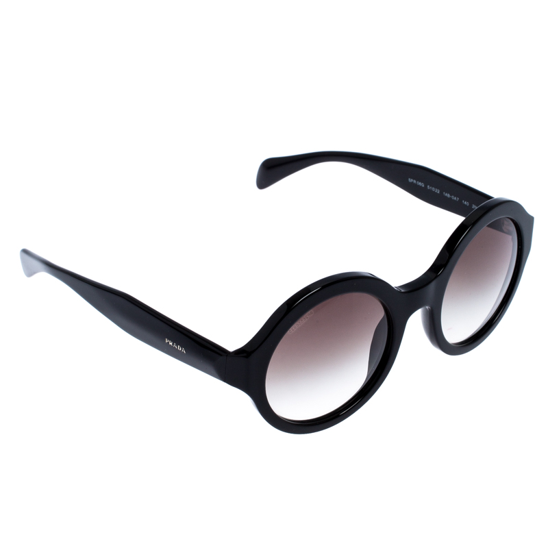Prada Black/ Green Gradient SPR 06Q Round Sunglasses