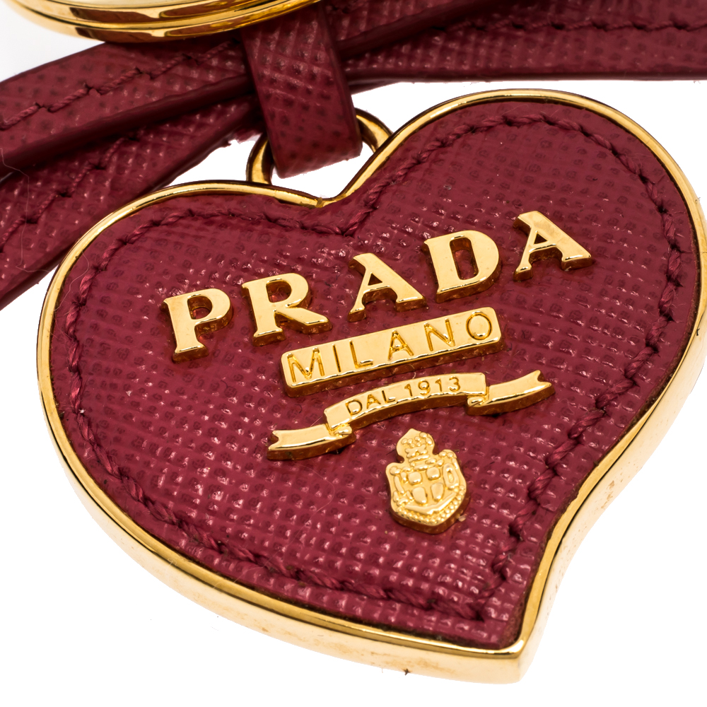 

Prada Petal Pink Saffiano Leather Heart Key Chain/ Bag Charm