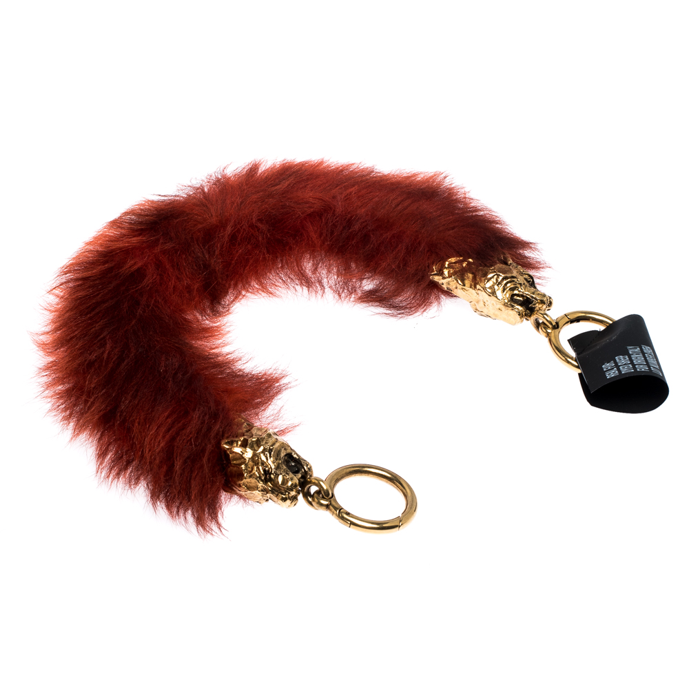 

Prada Red Shearling Tiger Head Bag Strap