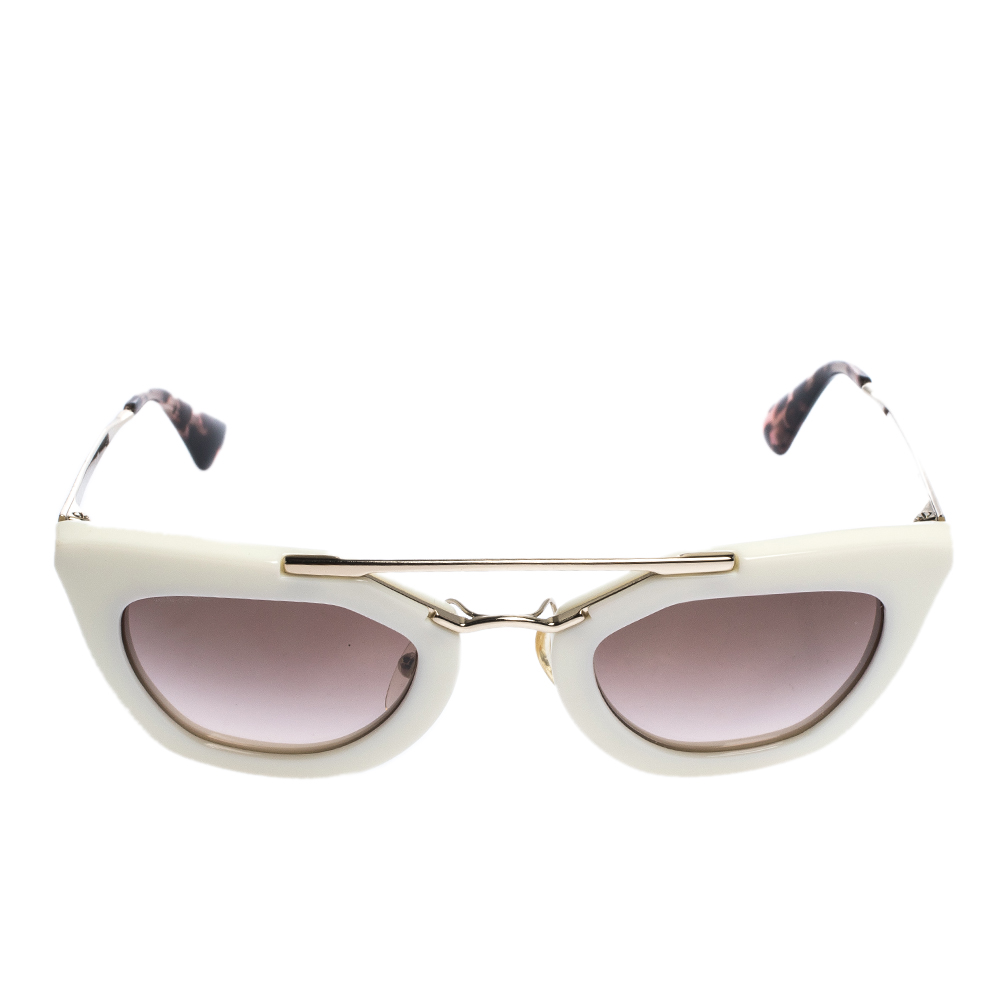 

Prada Gold/White Gradient SPR 09Q Cat Eye Sunglasses