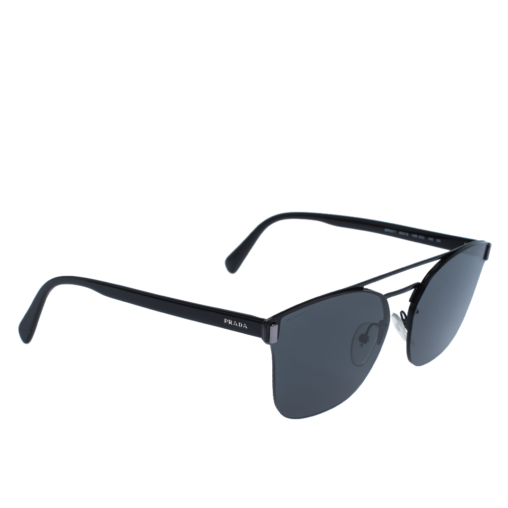 Prada Black SPR 67T Rimless Sunglasses 