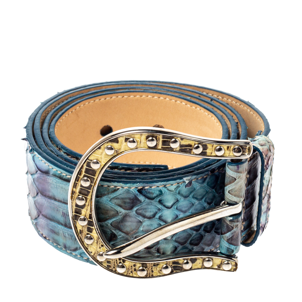 

Prada Blue Python Buckle Belt Size