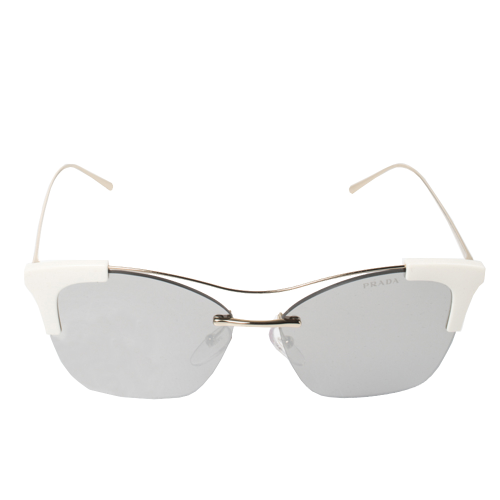 

Prada White/ Silver Mirrored SPR21U Temple Evolution Collection Sunglasses