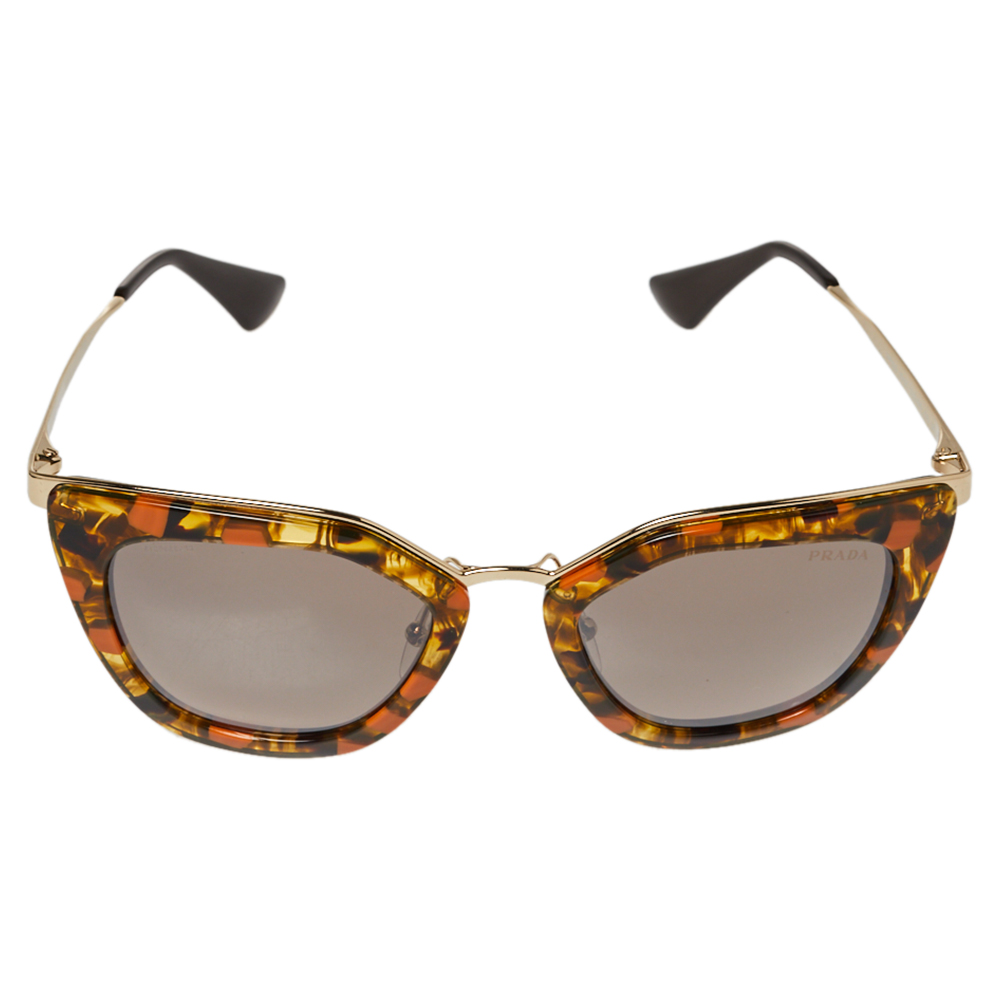 

Prada Orange with Gold Havana/ Grey Gradient SPR53S Cat Eye Sunglasses