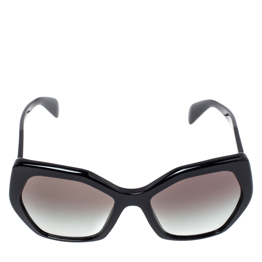 

Prada Black/ Grey Gradient SPR 16R Hexagonal Sunglasses