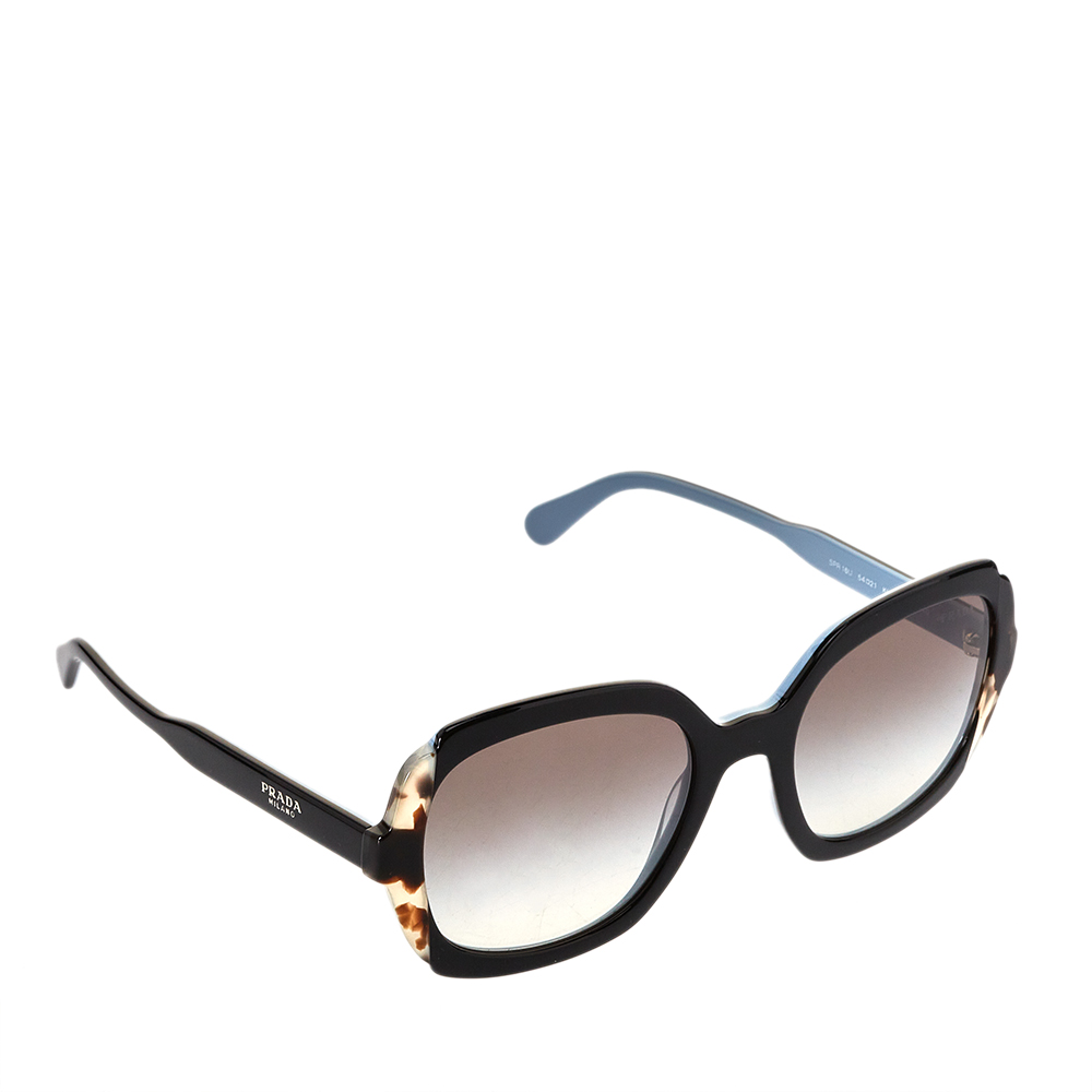 Pre-owned Prada Black & Blue / Green Gradient Spr 16u Etiquette Square Sunglasses