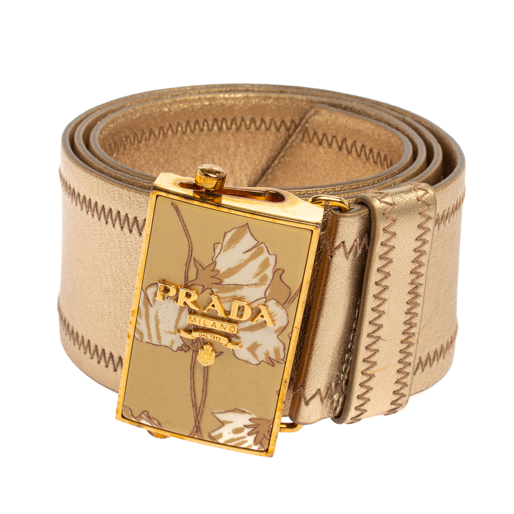 

Prada Metallic Gold Leather Waist Belt