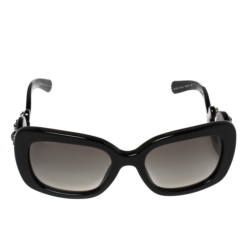 

Prada Black SPR33P Crystal Embellished Rectangular Sunglasses