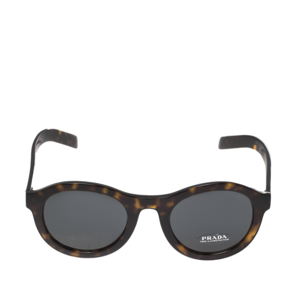 

Prada Tortoise Brown/Grey SPR 24V Round Sunglasses