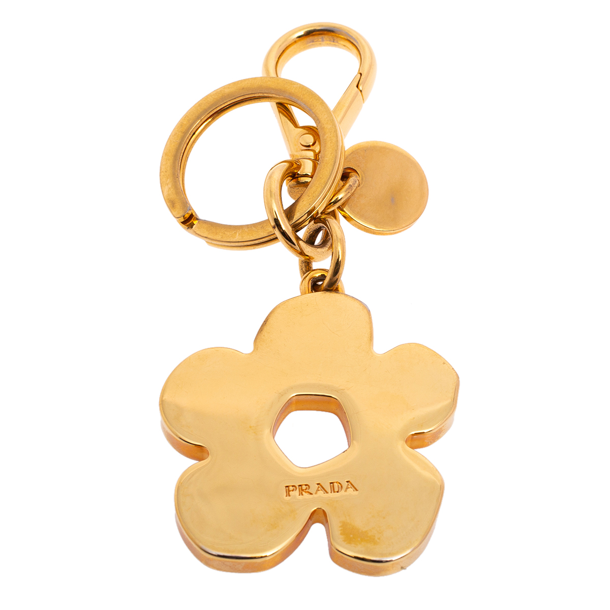 

Prada Black Saffiano Leather Flower Bag Charm/Key Ring