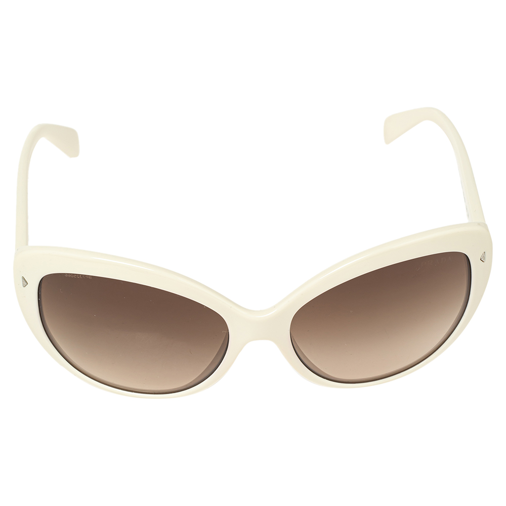 

Prada White Acetate SPR 21N Gradient Cat Eye Sunglasses