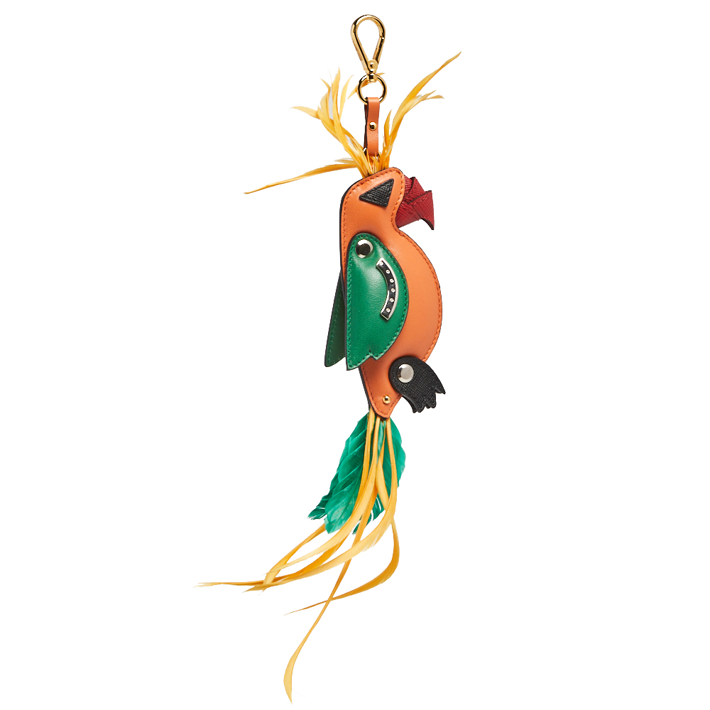 

Prada Multicolor Leather and Feather Parrot Key Chain