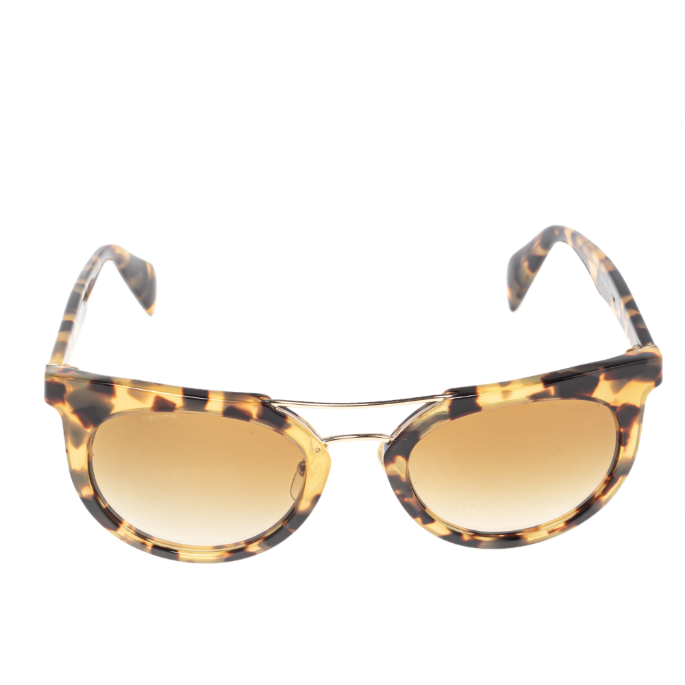 

Prada Blonde Havana/ Brown Gradient SPR 08P Round Sunglasses