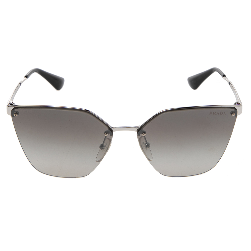 

Prada Silver Tone/ Grey Gradient SPR 68T Cat Eye Sunglasses
