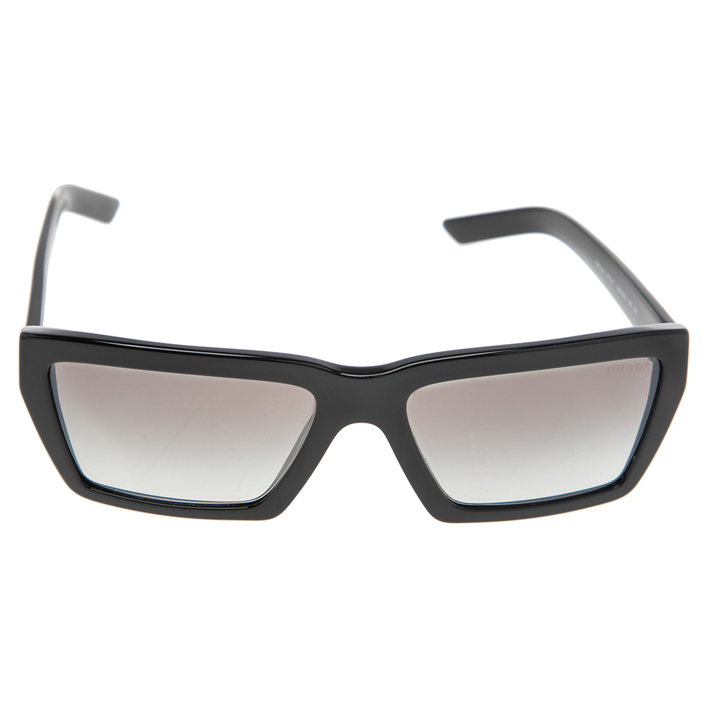 

Prada Black Acetate SPR04V Gradient Rectangle Sunglasses