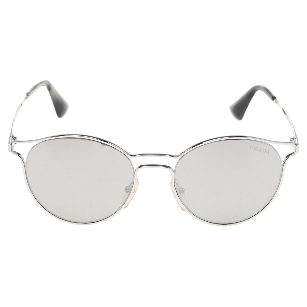 

Prada Silver SPR62S Silver Tone Metal Round Sunglasses