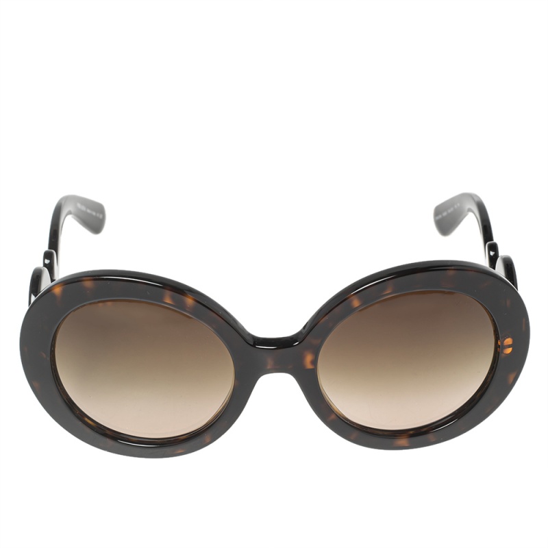 

Prada Brown Tortoise SPR27N Baroque Gradient Round Sunglasses
