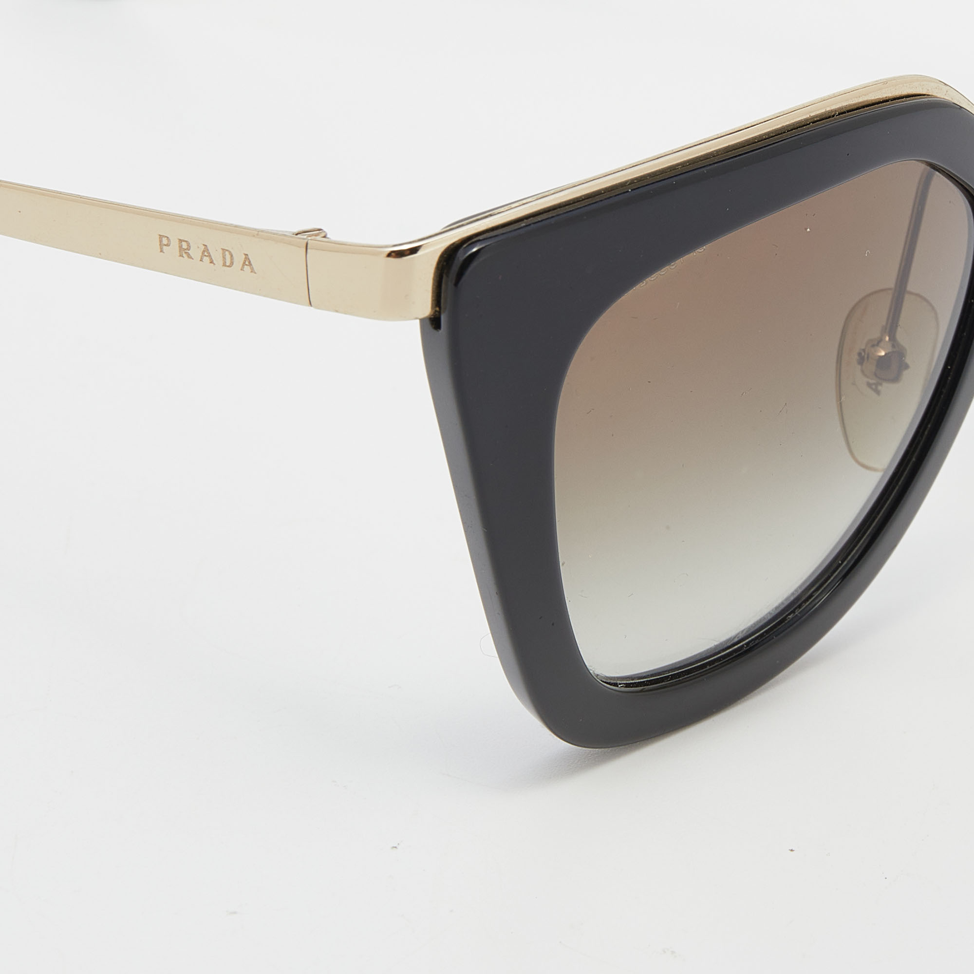 

Prada Black/Gold Brown Gradient SPR 53S Cinema Cat-Eye Sunglasses