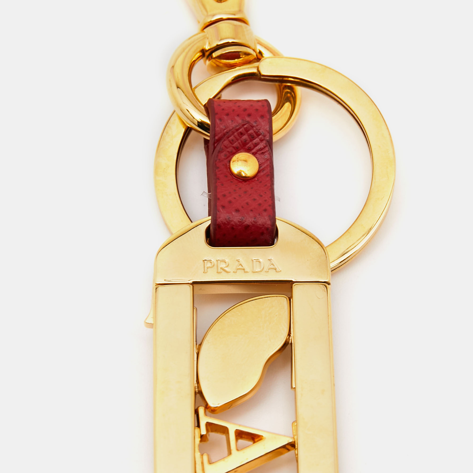 

Prada Red Leather My Character Slot Key Chain