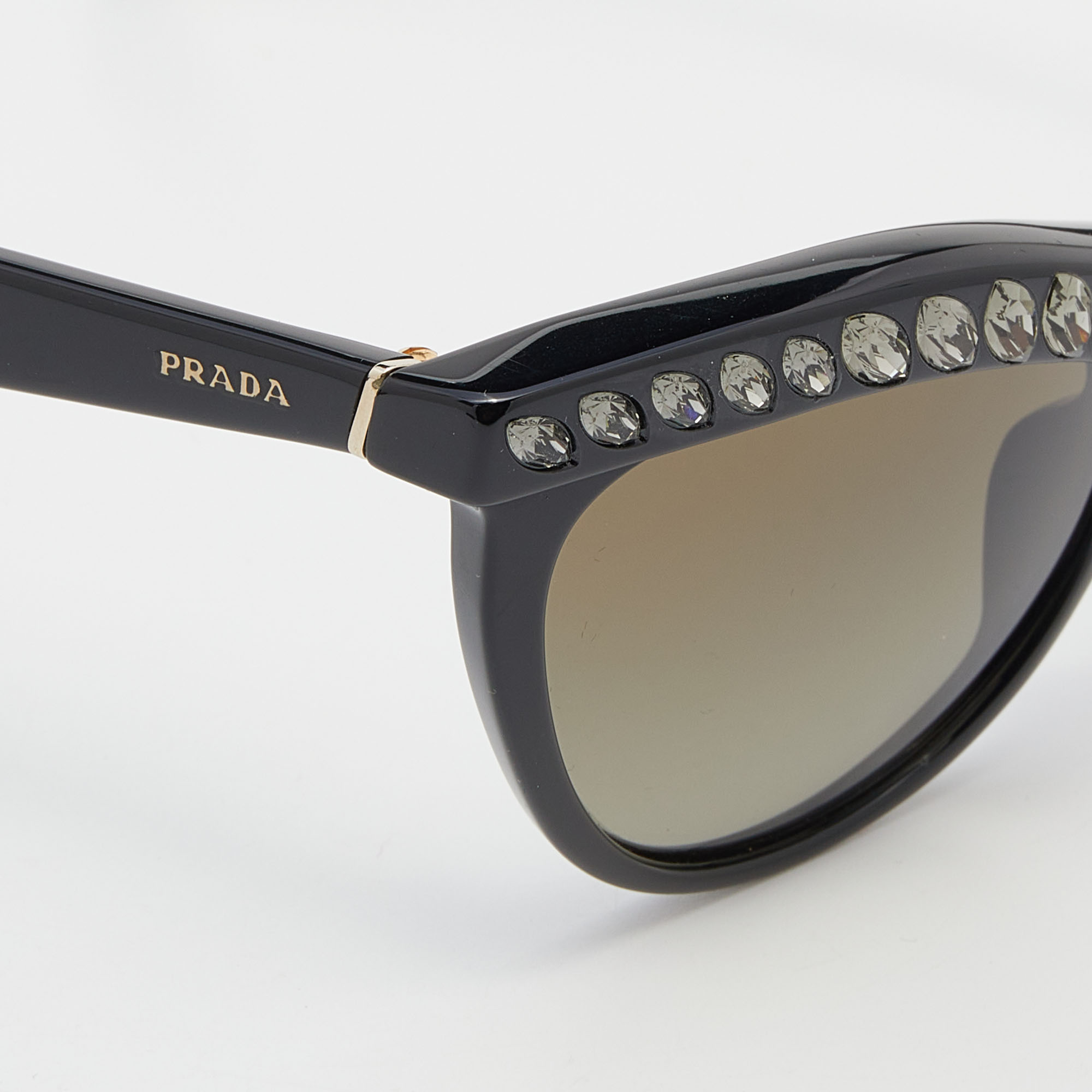 

Prada Black/Green Gradient SPR 04P Crystal Embellished Cat Eye Sunglasses
