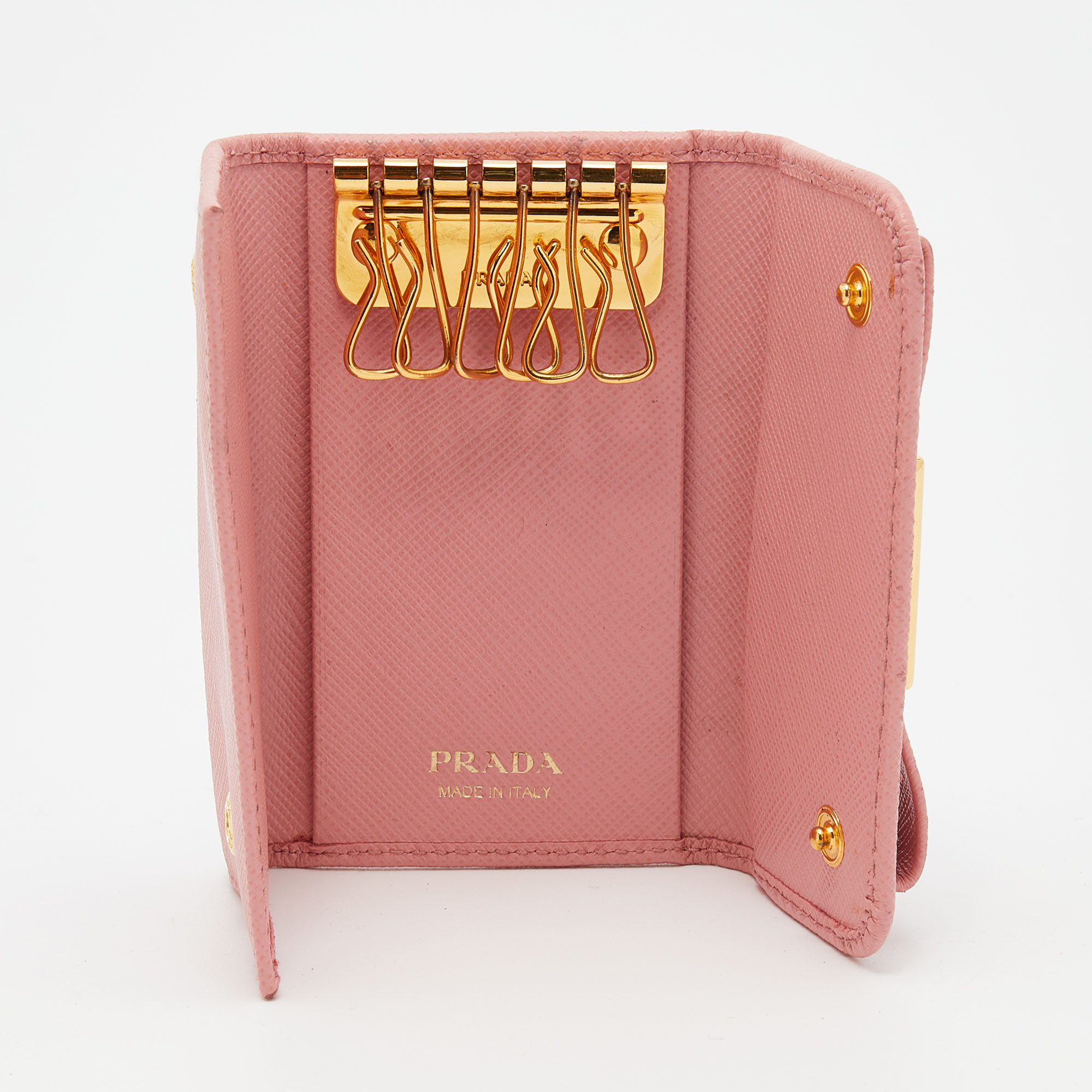 

Prada Pink Saffiano Leather Key Case Holder