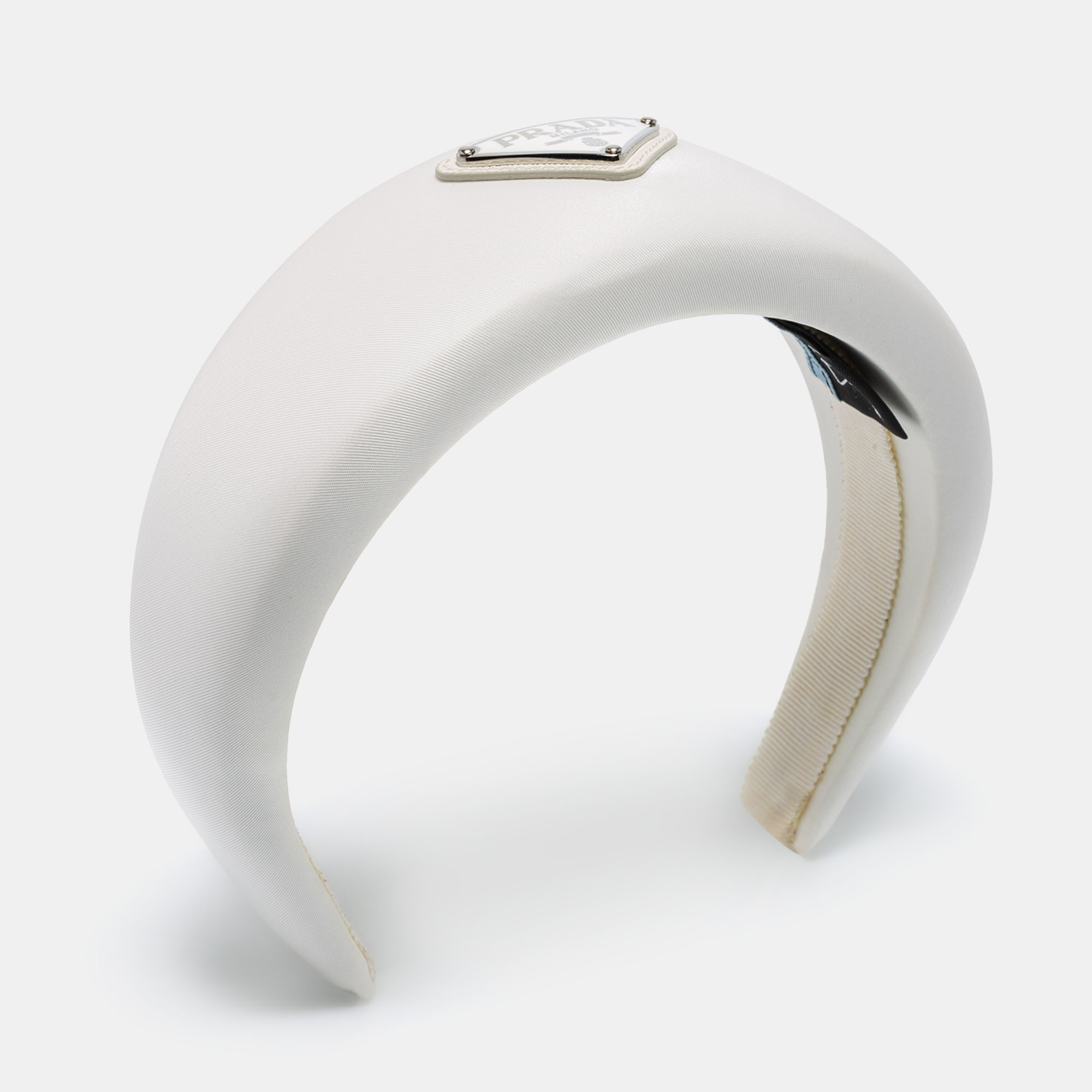 

Prada White Enamel Logo Detail Re-Nylon Headband