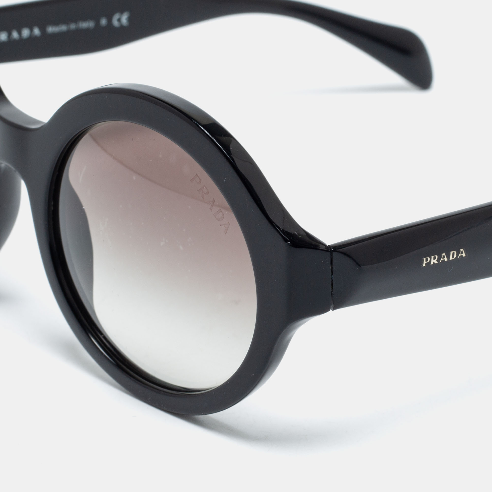 

Prada Black/ Grey Gradient SPR06Q Round Sunglasses