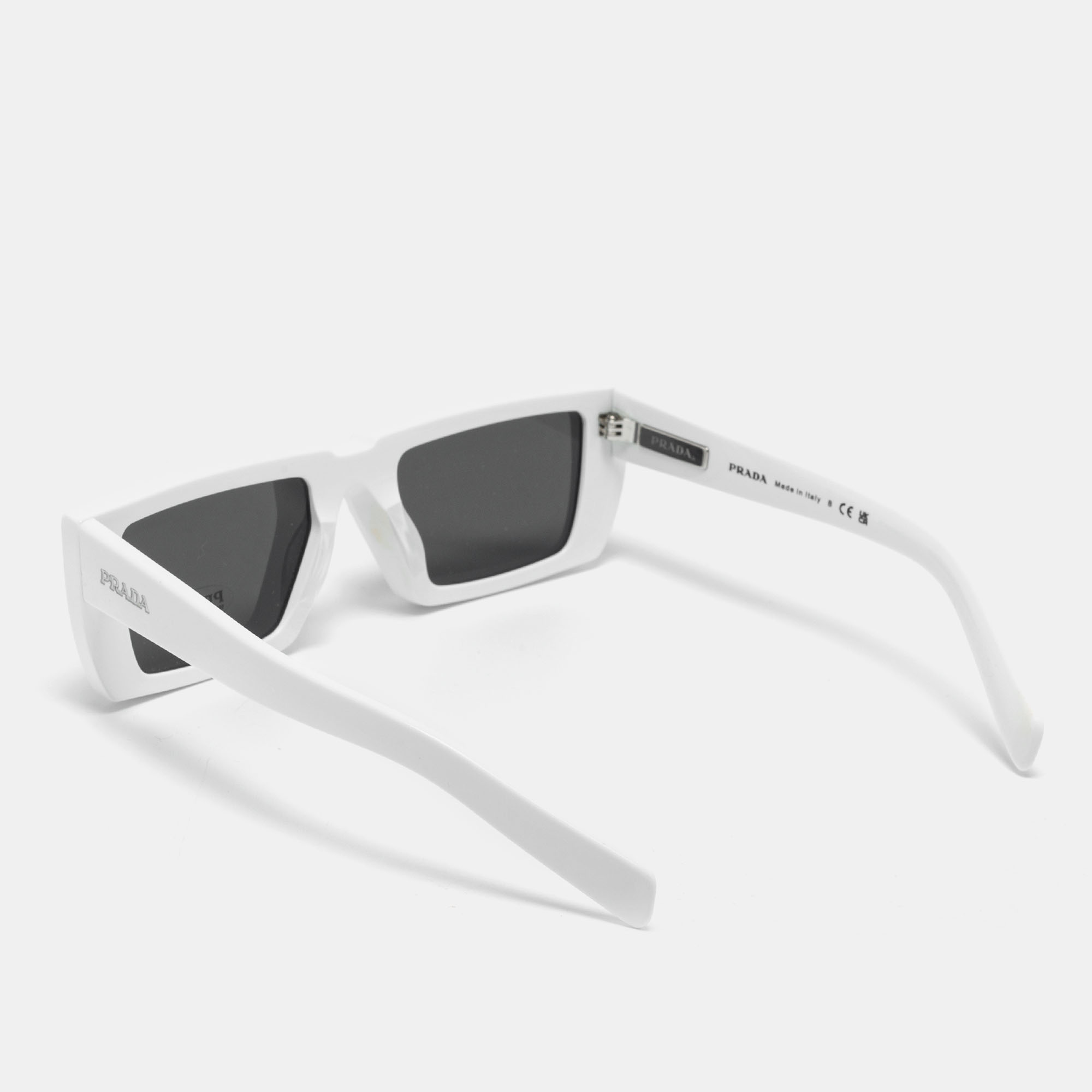 

Prada White/ Slate Grey SPR24Y Rectangular Runway Sunglasses
