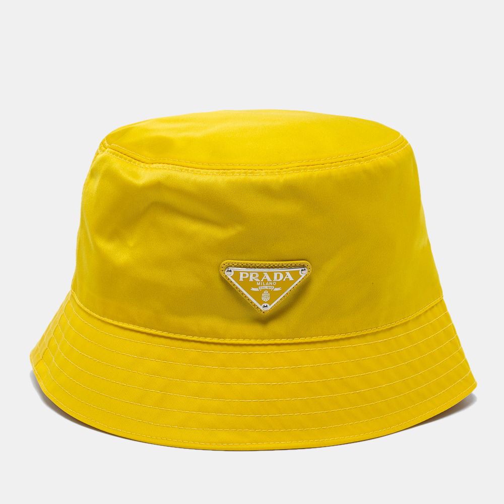 

Prada Yellow Nylon Logo Plaque Detail Bucket Hat