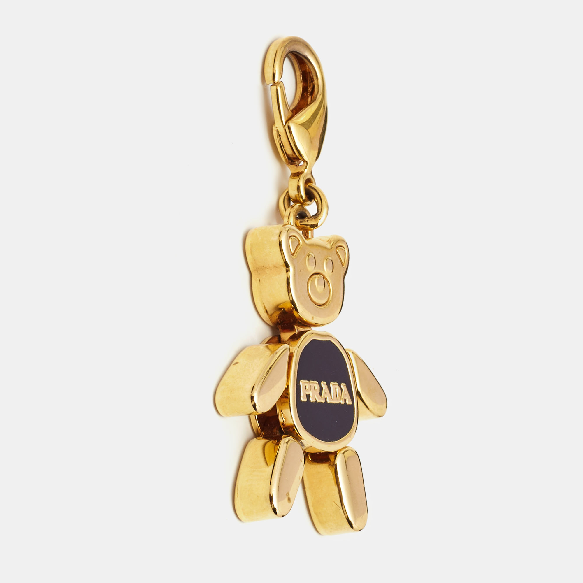 

Prada Black Enamel Gold Tone Teddy Bear Bag Charm