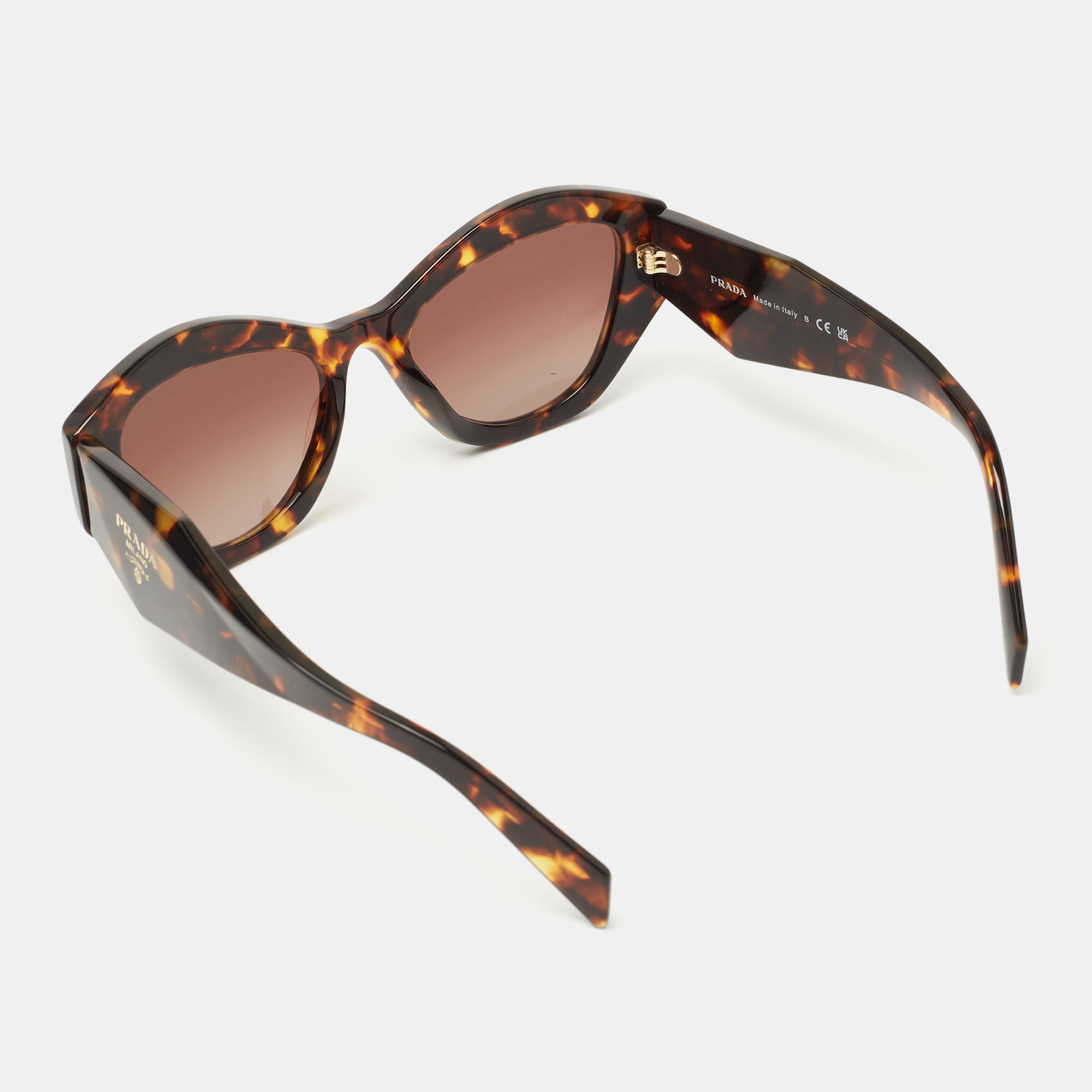 

Prada Dark Brown Tortoise SPR07Y Symbole Cat Eye Sunglasses