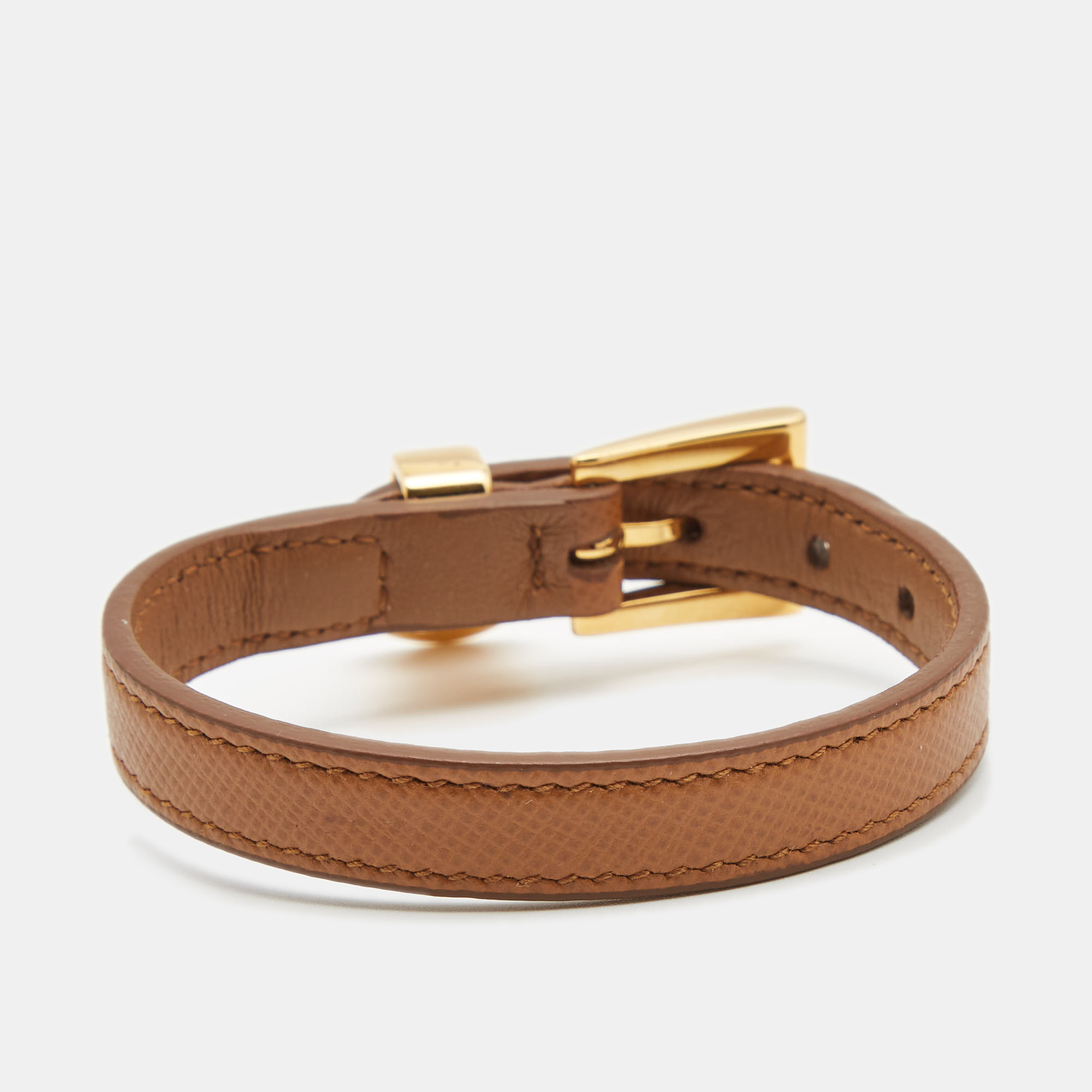 

Prada Saffiano Leather Gold Tone Bracelet