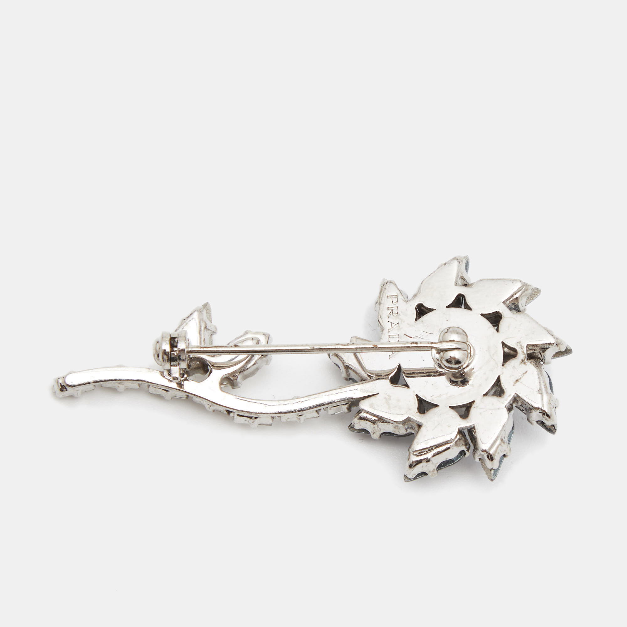 

Prada Flower Crystal SIlver Tone Brooch