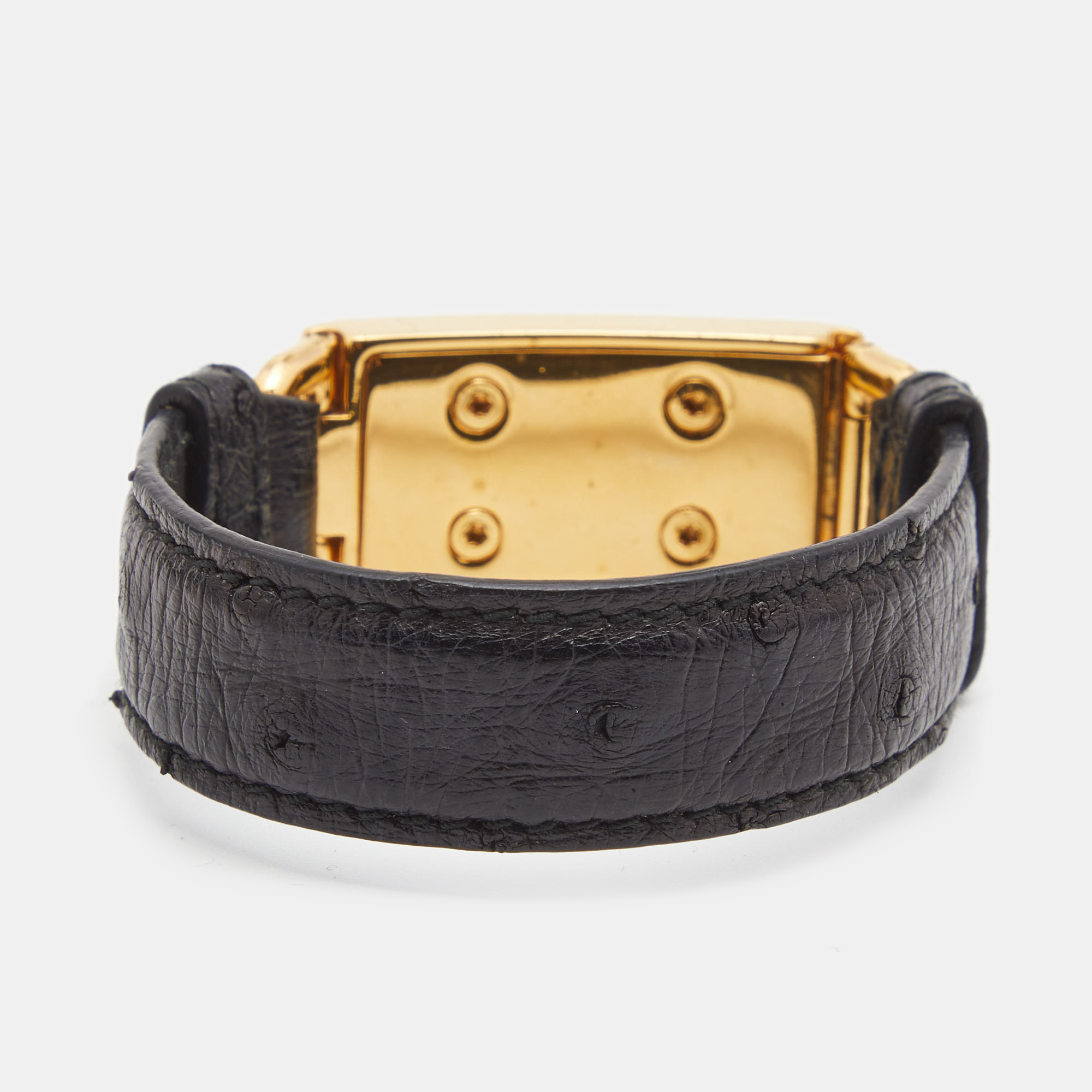 

Prada Black Ostrich Leather Gold Tone Bracelet